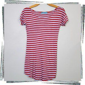 Red & Periwinkle Striped Scoop Neck Top (XS) by JustJoDesign